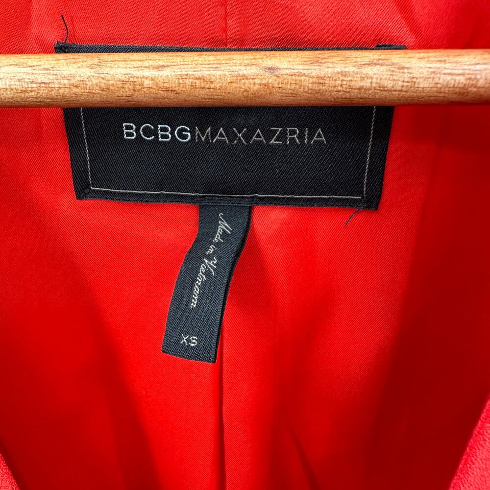 BCBGMAXAZRIA Andres Coral Red Collarless Plunge Blazer // XS - Picture 5 of 11